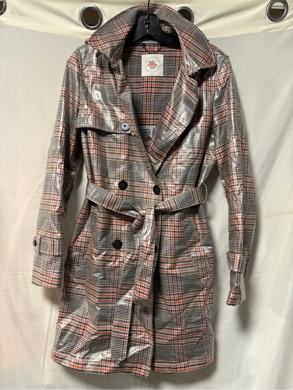S.Oliver Plaid Mantel Rain Coat Size 6